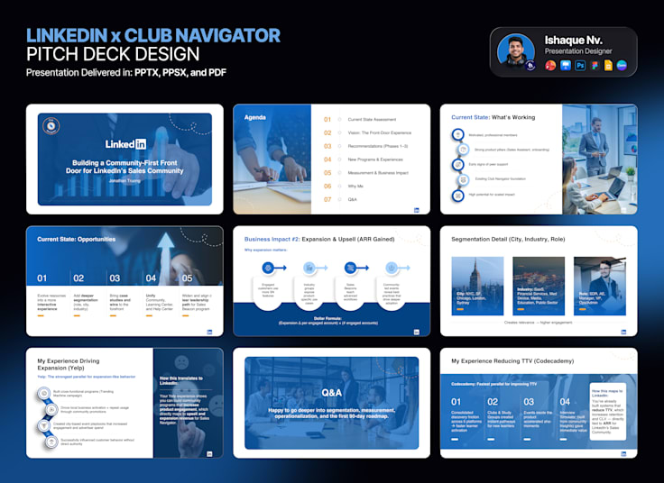 LinkedIn and Club Navigator pitch deck thumbnail