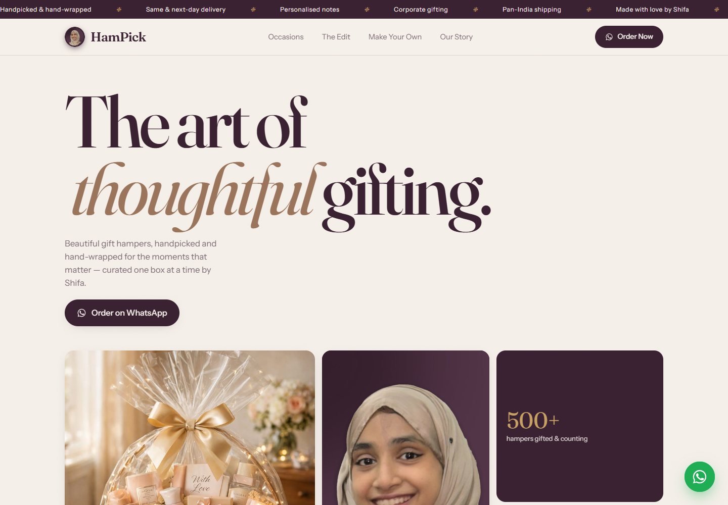 Hampick website homepage