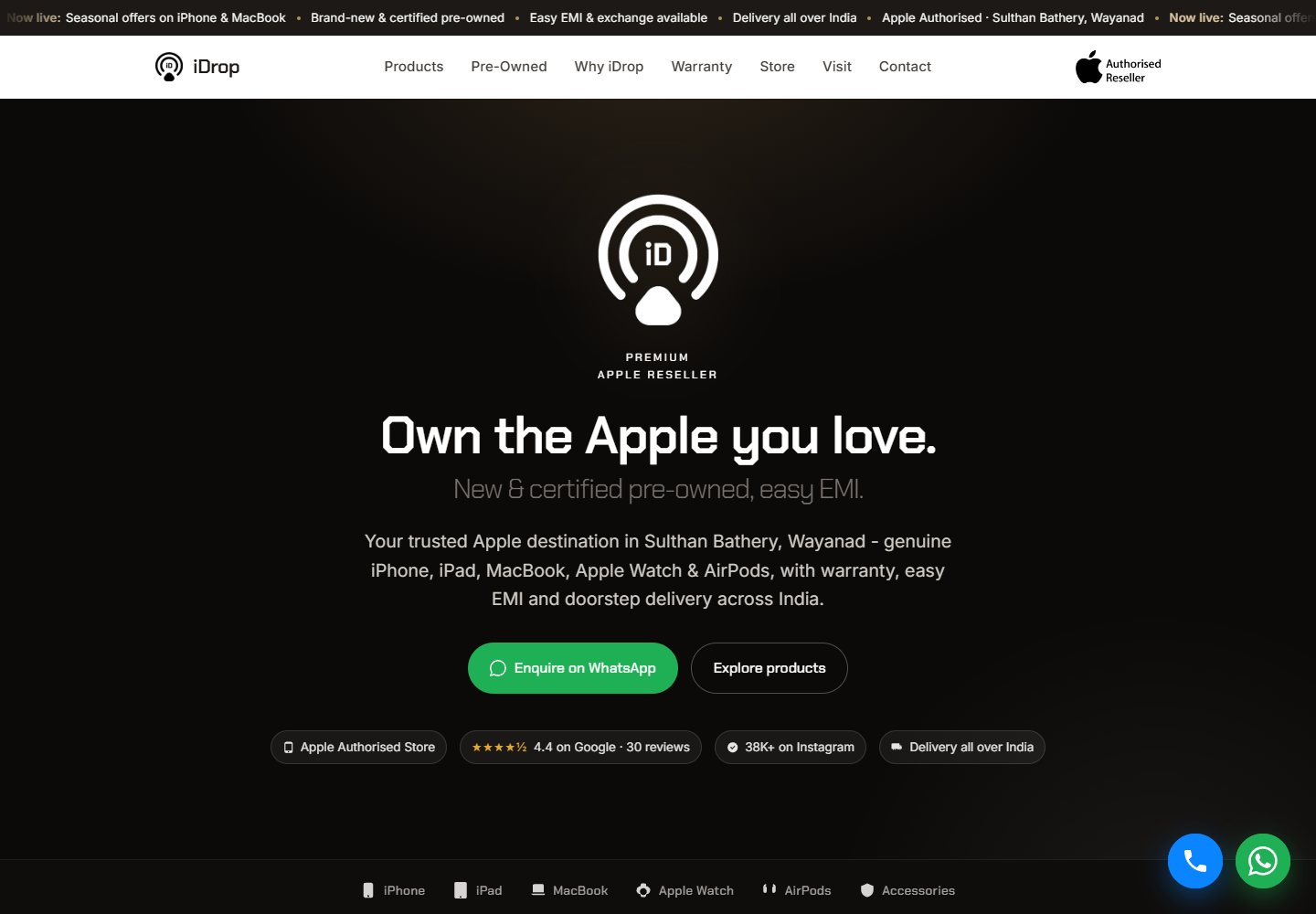 iDrop Digital website homepage