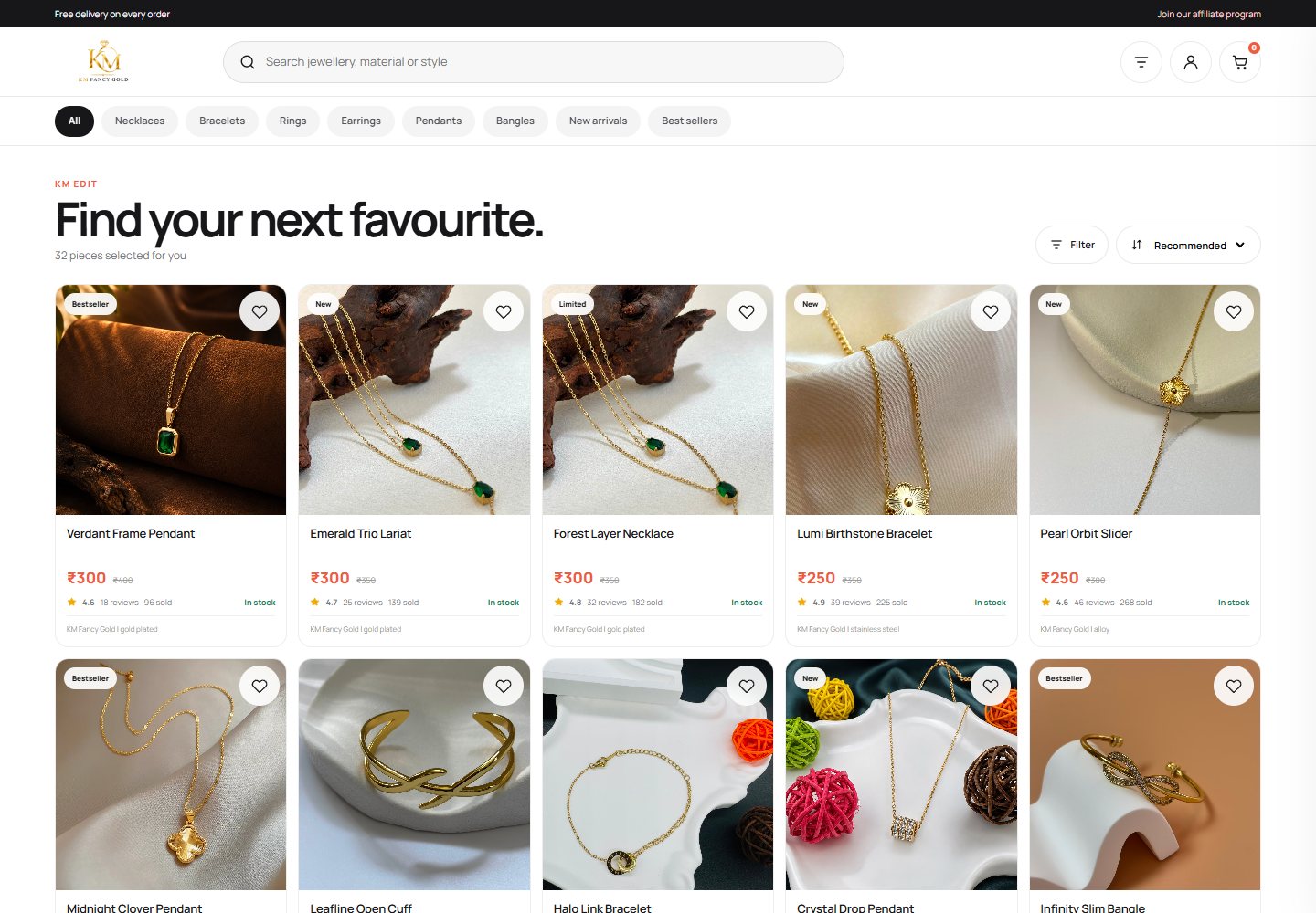 KM Fancy Gold website homepage
