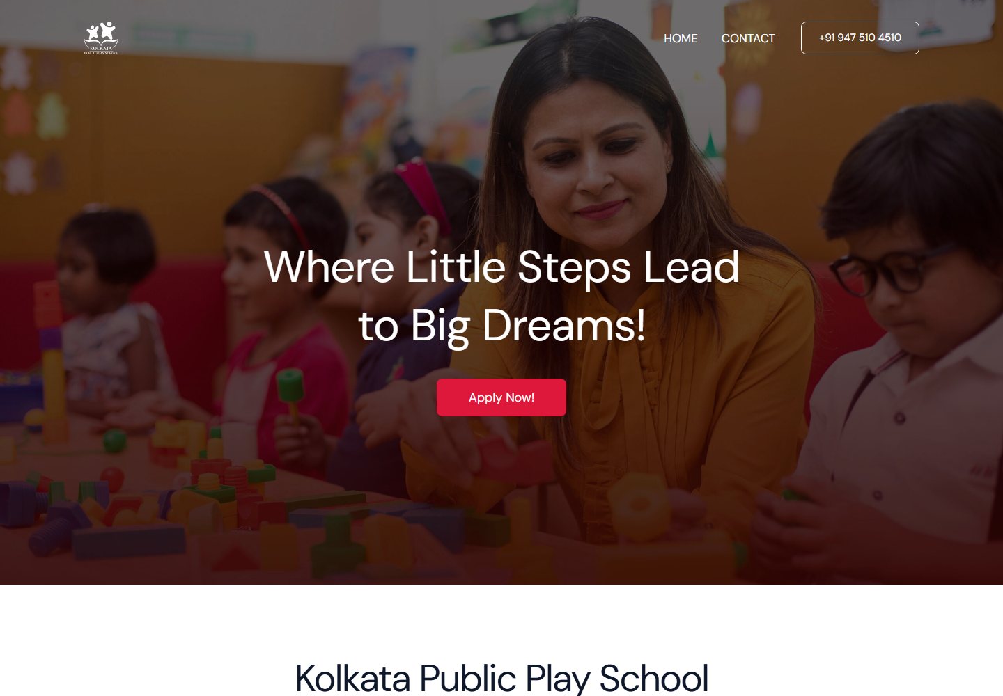 Kolkata Public Play School website homepage